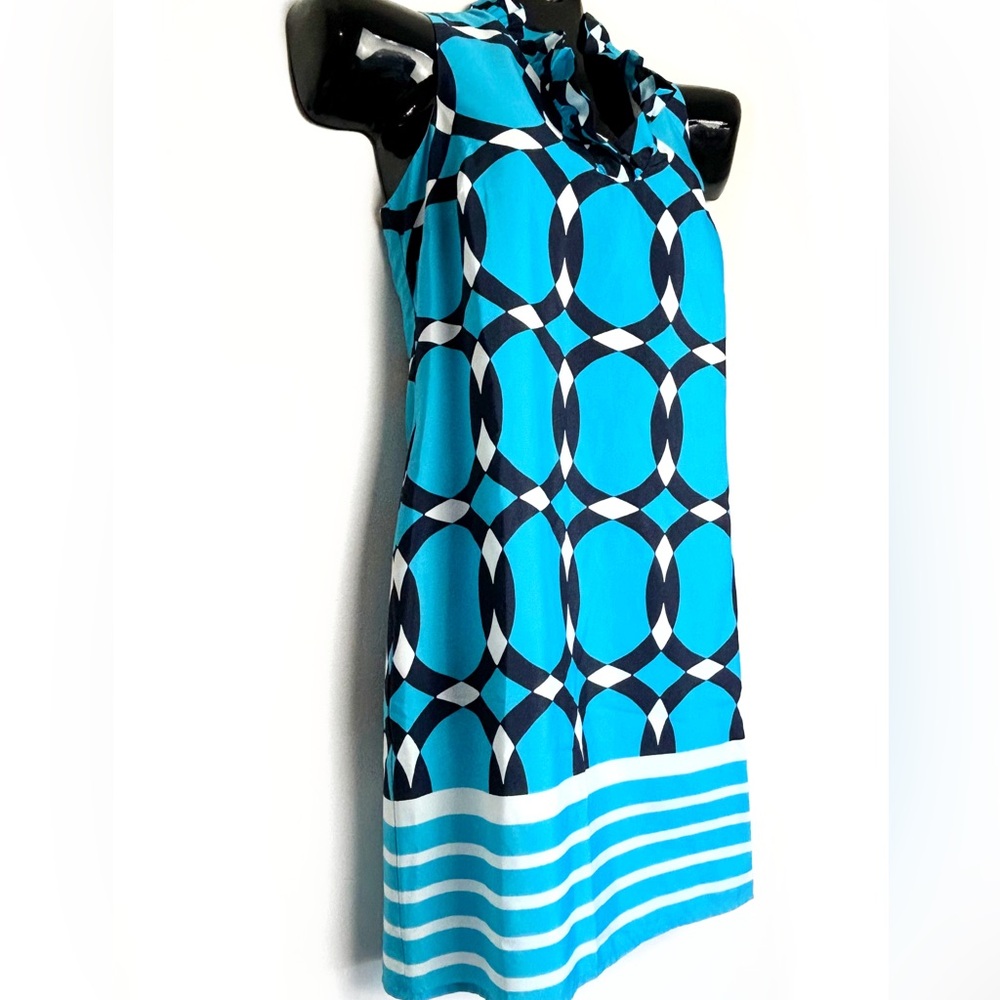 Turquoise Circle Print Mini Dress